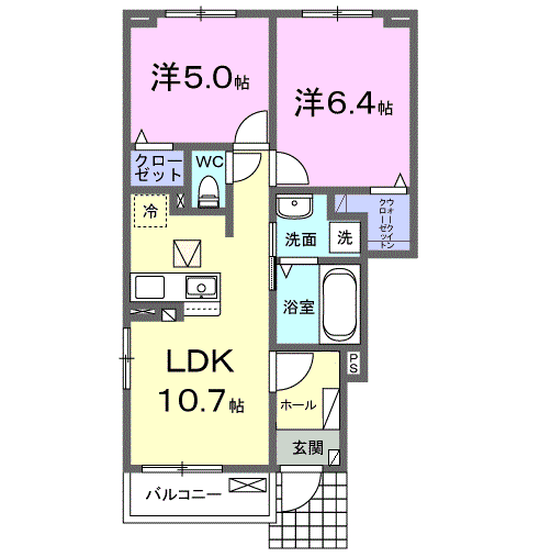 パークサイドアルモニー(2LDK/1階)の間取り写真