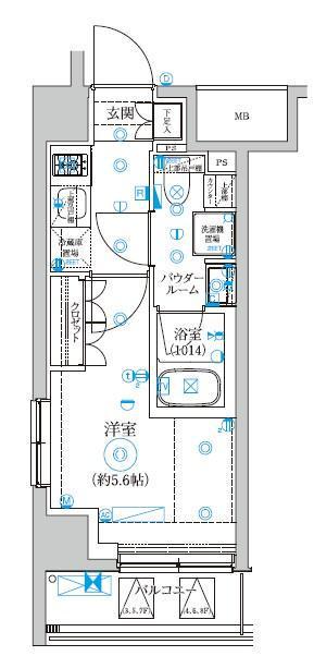 セジョリ横浜ウエストⅡ(1K/4階)の間取り写真
