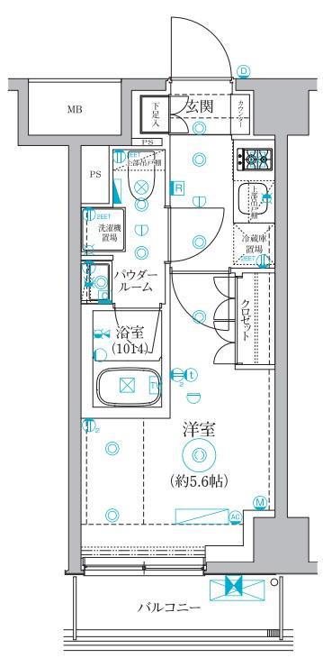 セジョリ横浜ウエストⅡ(1K/6階)の間取り写真