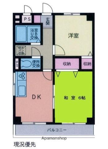 ベルフラワーハイツ(2DK/4階)の間取り写真