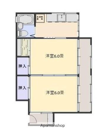 ハイツマルヤ(2K/2階)の間取り写真