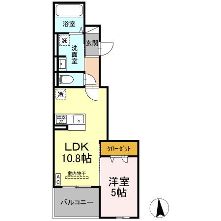 ブルー・コーラル(1LDK/2階)の間取り写真