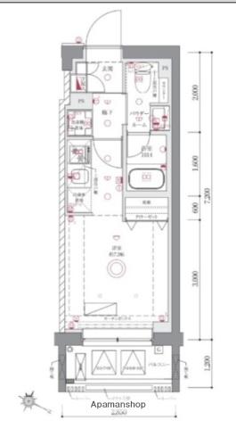 AZEST阪東橋Ⅱ(ワンルーム/8階)の間取り写真