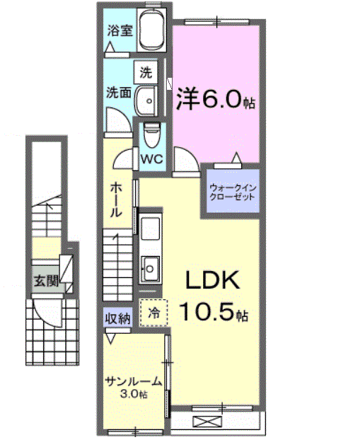 ウィステリアガーデン(1LDK/2階)の間取り写真