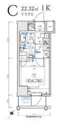 LEXE 横濱関内(1K/3階)の間取り写真