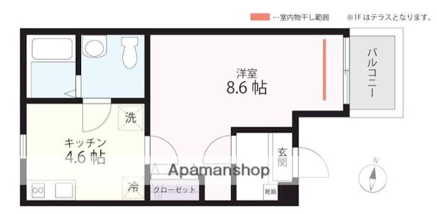 QUIET CRAB HOUSE 横濱希望が丘(1K/1階)の間取り写真