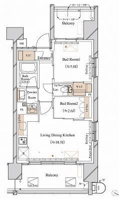 ブランシエスタ新丸子リバーフロ(2LDK/6階)の間取り写真