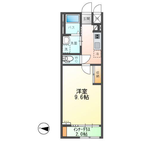 グランディール小田原(1K/1階)の間取り写真