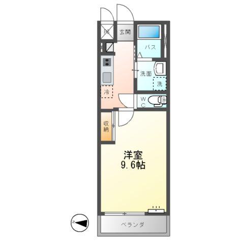 グランディール小田原(1K/2階)の間取り写真