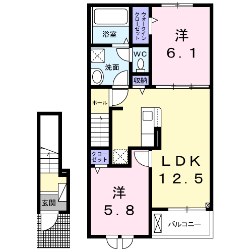 サン・ライズ(2LDK/2階)の間取り写真