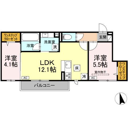 アクシス(2LDK/1階)の間取り写真