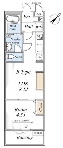 リブリ・小田急相模原(1LDK/1階)の間取り写真