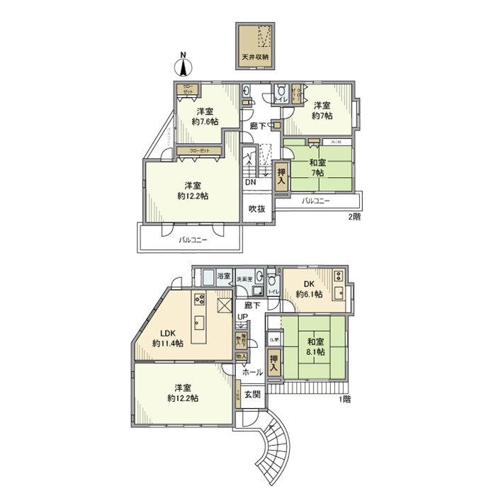 横浜市ブルーライン 上永谷駅 徒歩10分 2階建 築32年(6LDK)の間取り写真