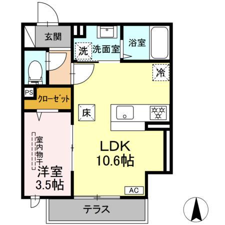 D PAINA 新吉田東(1LDK/1階)の間取り写真