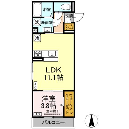 D PAINA 新吉田東(1LDK/2階)の間取り写真