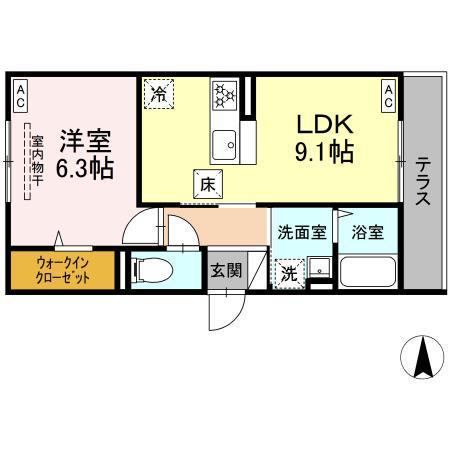 D PAINA 新吉田東(1LDK/1階)の間取り写真