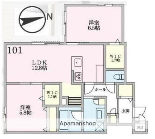 リカ・アイナ(2LDK/1階)の間取り写真