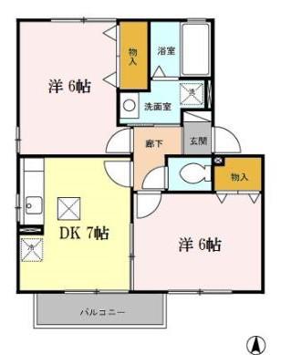 メゾン・ボナール A・B(2DK/1階)の間取り写真