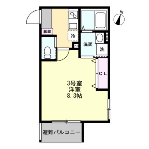 ベイルーム川崎ハーモニー(1K/3階)の間取り写真