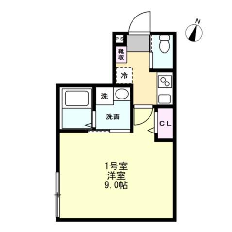 ベイルーム川崎ハーモニー(1K/2階)の間取り写真