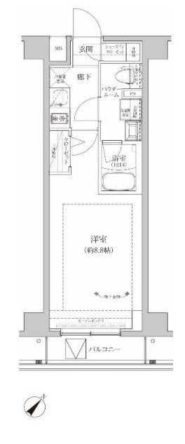RELUXIA GRANDE 川崎大師公園(1K/2階)の間取り写真