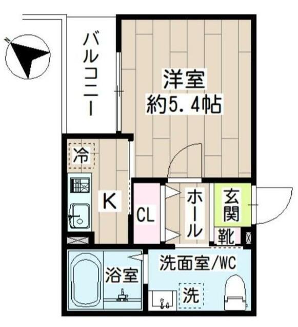 NERO南林間(1K/2階)の間取り写真