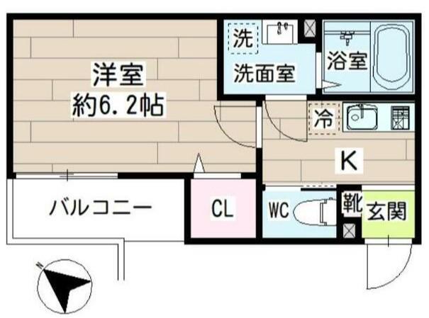 NERO南林間(1K/1階)の間取り写真