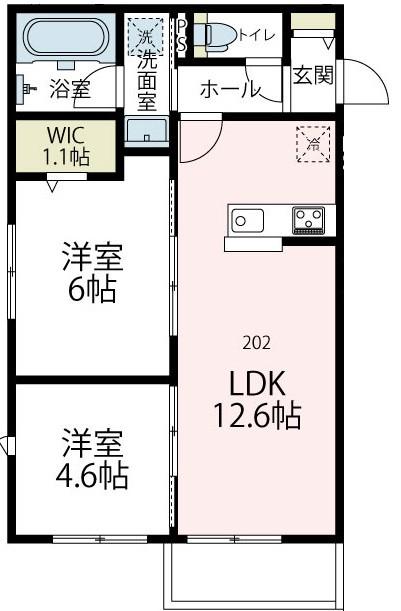ヴァローレⅤ(2LDK/2階)の間取り写真