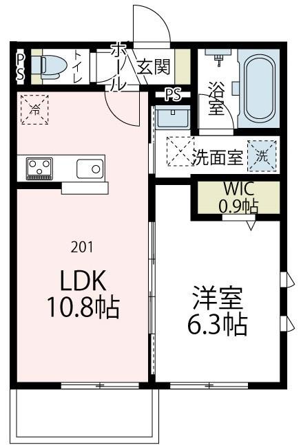 ヴァローレⅤ(1LDK/2階)の間取り写真