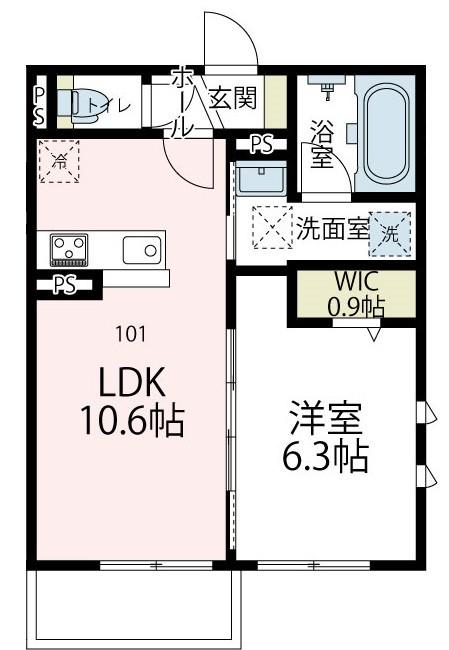 ヴァローレⅤ(1LDK/1階)の間取り写真
