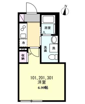 ベイルームメゾン新杉田(1K/2階)の間取り写真
