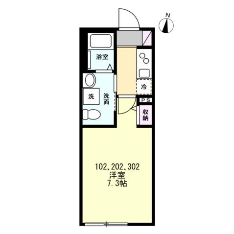 ベイルームメゾン新杉田(1K/2階)の間取り写真