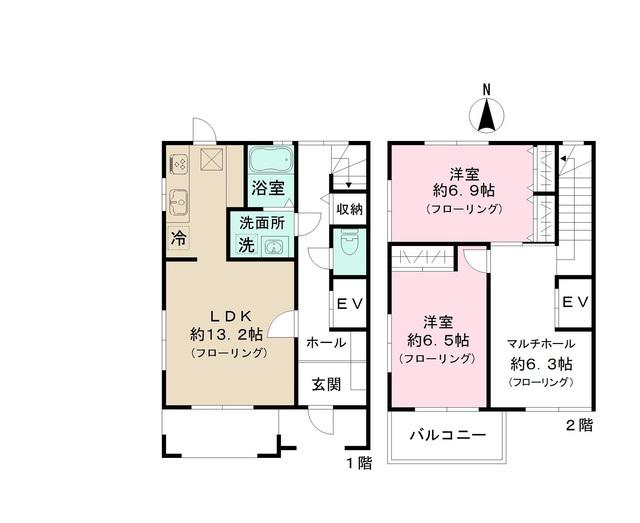 ガーデンハウス青砥　Ｂ棟(2LDK)の間取り写真