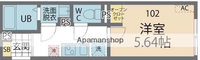 カインドネス本厚木イースト(1K/1階)の間取り写真