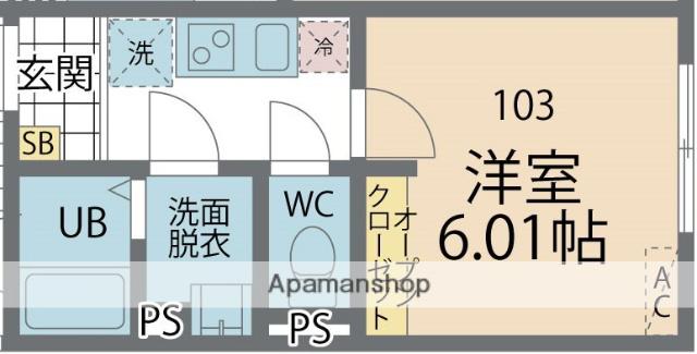 カインドネス本厚木イースト(1K/1階)の間取り写真