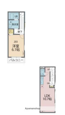 カインドネス川崎旭町(1LDK/2階)の間取り写真