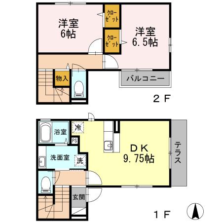 ＤＥ　ＴＳＵ　　ＦＩＵＭＥ（フューメ）(2DK)の間取り写真