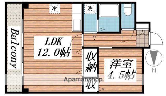 チェリーハイツ(1LDK/3階)の間取り写真