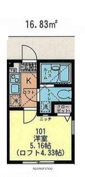 プラナス菊名 壱番館(1K/2階)の間取り写真