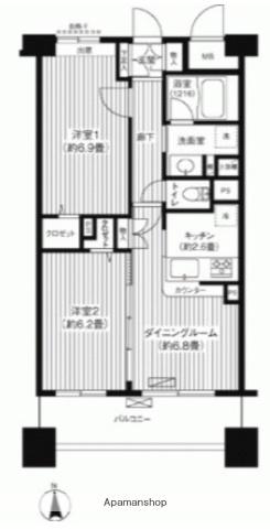 ピエス綱島(2DK/5階)の間取り写真