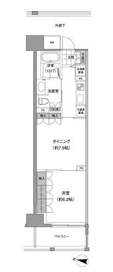 アビティ目黒(1DK/4階)の間取り写真