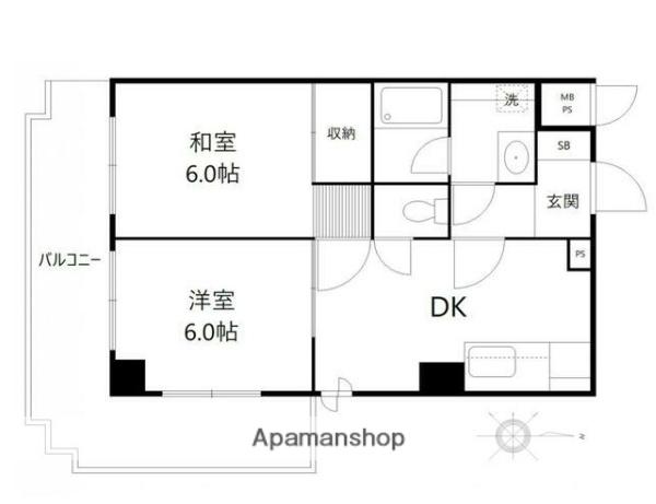 テイスティーヒルズ(2DK/2階)の間取り写真