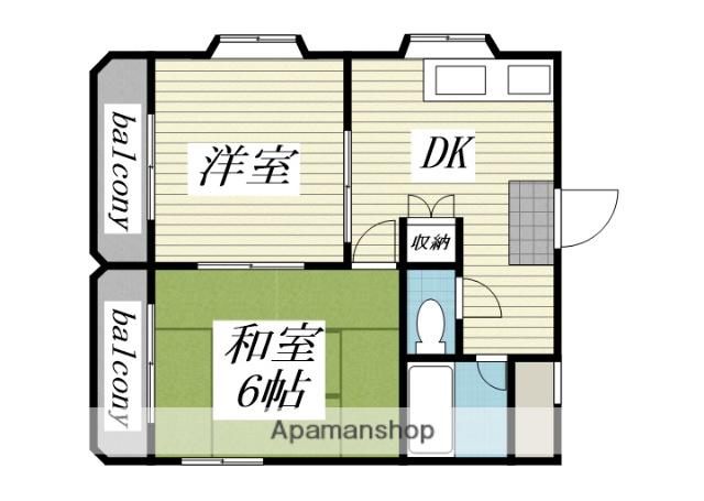 ジュネパレス平塚第03(2DK/1階)の間取り写真