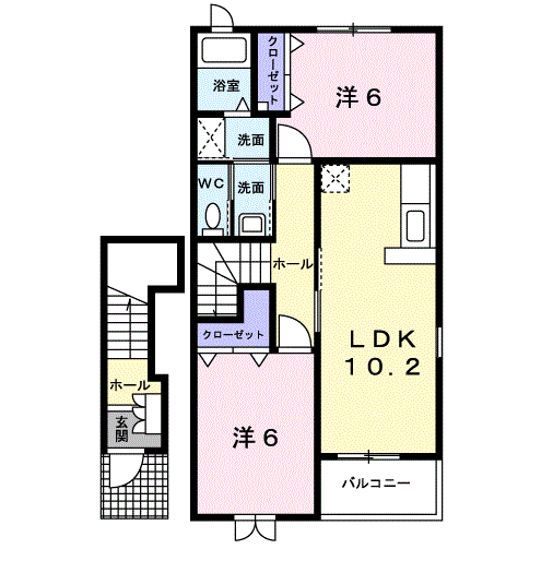 サンステージⅢ(2LDK/2階)の間取り写真