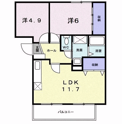 エンパス(2LDK/2階)の間取り写真