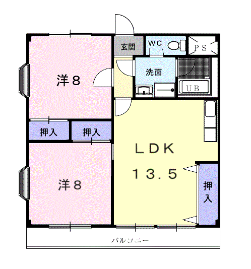フレア・エクレール湘南(2LDK/4階)の間取り写真
