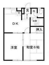 サンウッドI(2DK/1階)の間取り写真