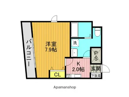 ラベール横濱(1K/3階)の間取り写真