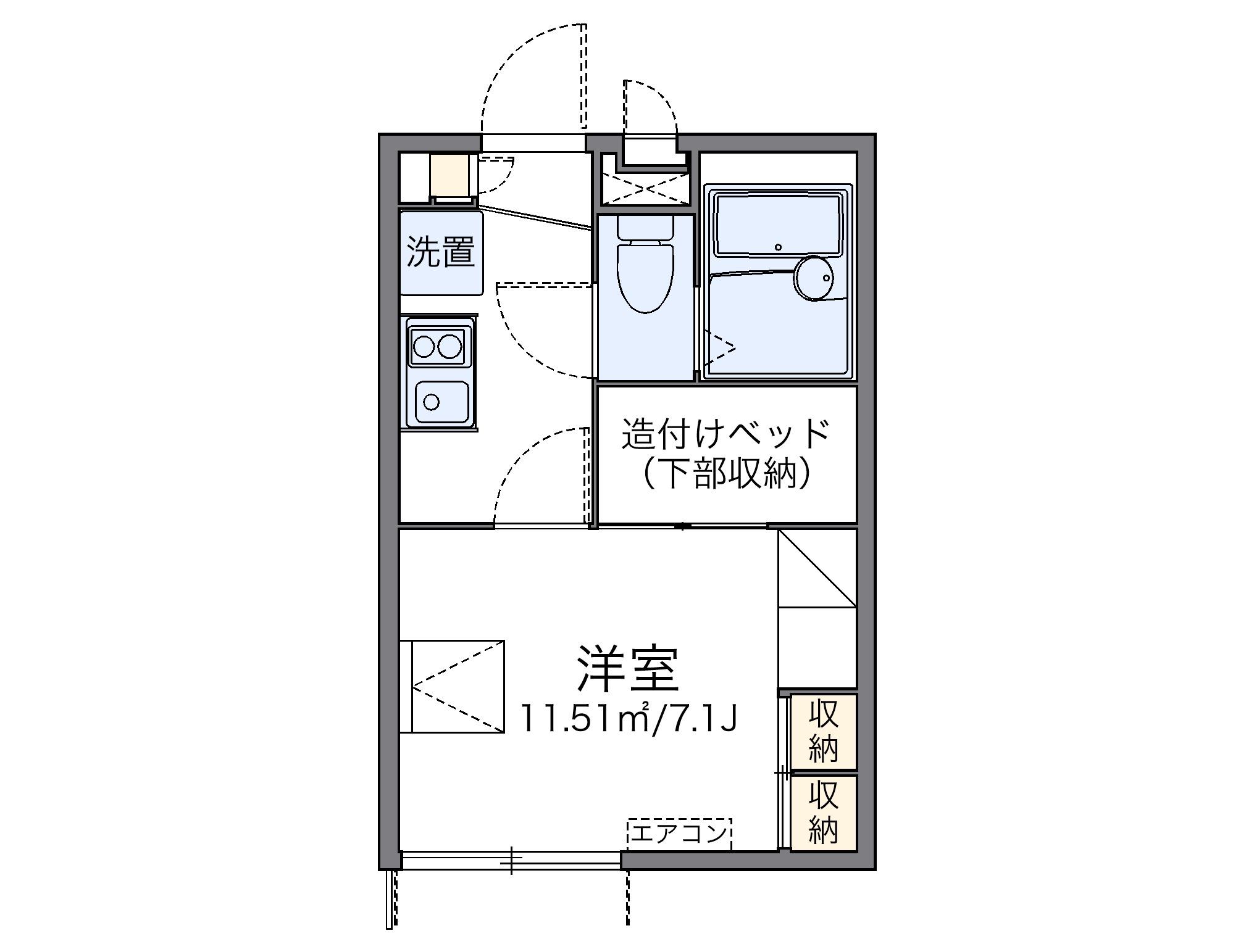レオパレスクレール(1K/1階)の間取り写真