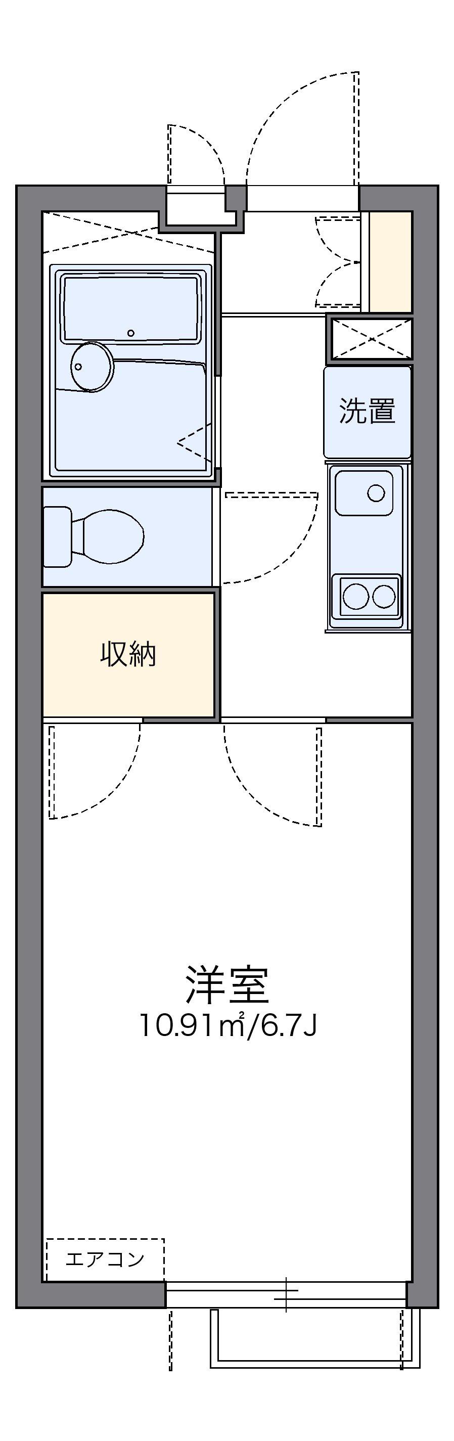 レオパレスリバーパークⅡ(1K/2階)の間取り写真